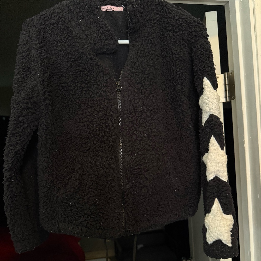 Black Sherpa Vest w/ White Stars